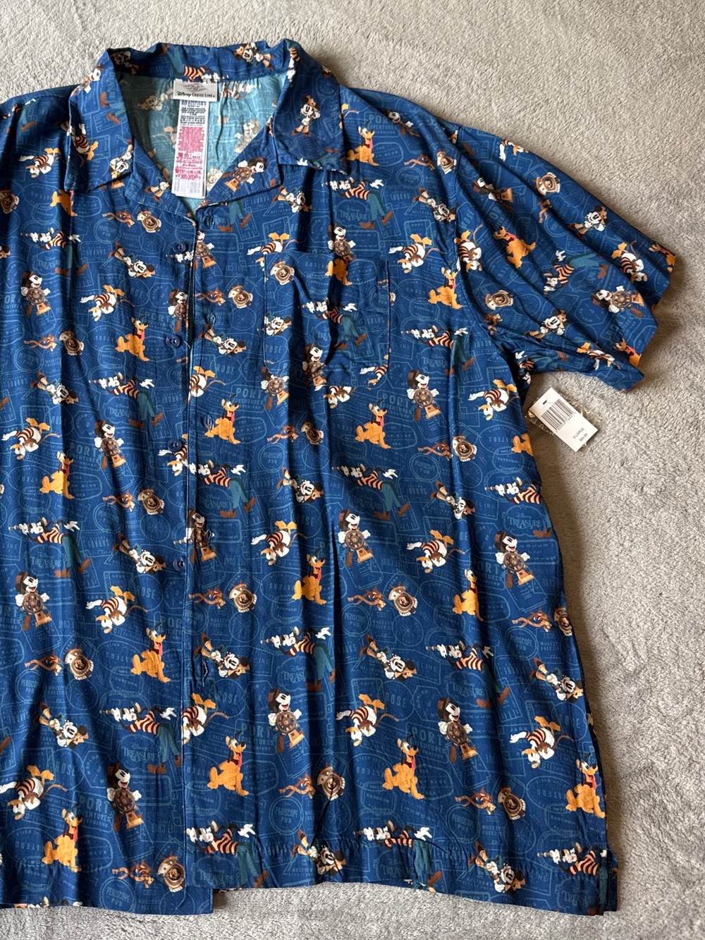 Disney Cruise Line Men’s Button Up Shirt featuring the Disney Treasure